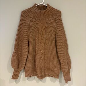 Cozy Neutral Ava & Viv Brown Cable Knit Turtleneck Sweater